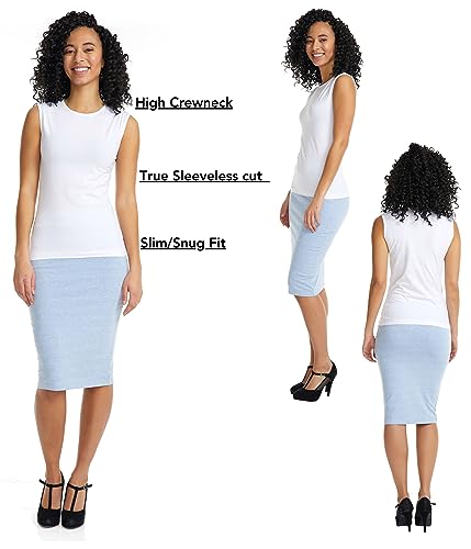 Image of ESTEEZ Women's Sleeveless Fitted Tank Top - Stretch Cotton Blend, Layering Essential