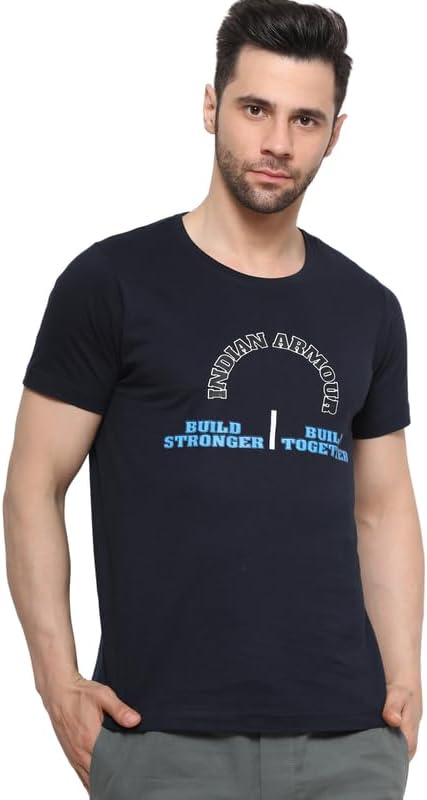 Indian Armour Men Solid Half Sleeve 100% Cotton Comfortable & Breathable Round Neck Regular Fit T-Shirt Style.