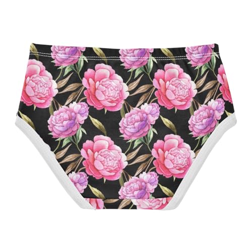 Joisal Cotton Toddlers Underwear Floral Vintage Pink Peonies Floral Purple Little Girl Panties Durable Kids Undies Briefs 2t2