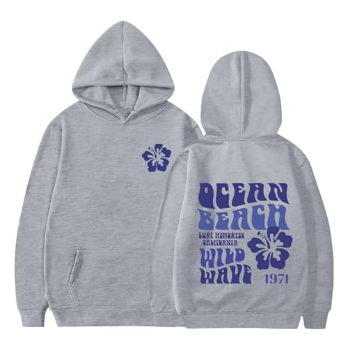 LOIJMK QEEAN Beach Wild 1971 Sudadera con capucha para niños/Suéter suelto de invierno para niñas y niñas, gris, 9-10 años