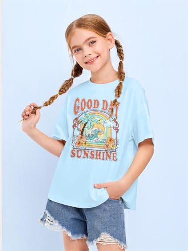 Girls Graphic Shirts Oversized Sunshine T Shirt Short Sleeve Tee Tops Cute Trendy Girls Clothes for 5-14 Years2