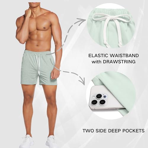 Image of Deyeek 5.5 Inch Mens Pajama Shorts Sleep Cotton Lounge PJ Lightweight Elastic Waist Drawstring Nightwear Bottom with Pockets