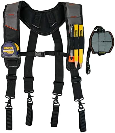 KUNN Tool Belt Suspender with Magnetic Wristband for Framer Carpenter Electrician Tool Belt(Gray Color)