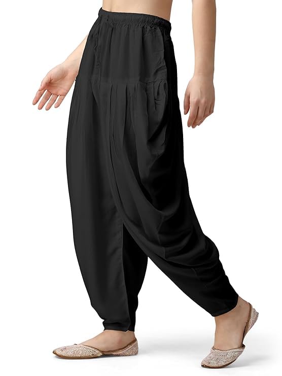 Women Loose Fit Rayon Dhoti Pant Patiala Slawar Bottom Wear Harem Pants Free Size3