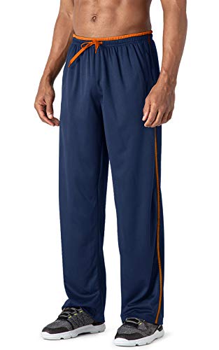 MAGCOMSEN Pantalones de chándal para hombre, dobladillo abierto, ligeros, de secado rápido, pantalones con cordón, bolsillos con cremallera, pantalones de chándal, Azul marino-02, 34-37