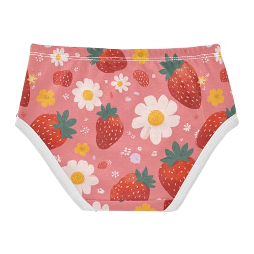 Wusikd Strawberries Girls' Underwear Cotton Flowers Girls Briefs Soft Toddler Underwear 2T2