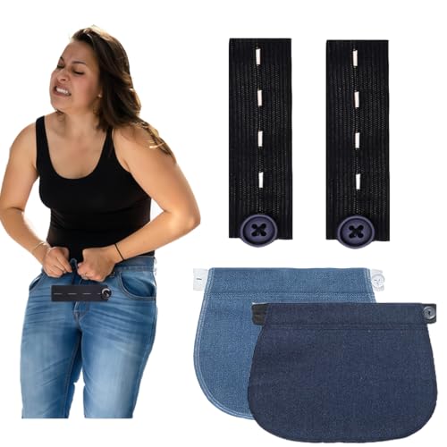 OHREN 2 Piezas Extensores de Pantalones para Embarazo - Extensión de Cintura y Pantalones - Ajustable, Comodidad y Flexibilidad Durante la Gestación - Alargador Pantalon, Premama, Maternidad