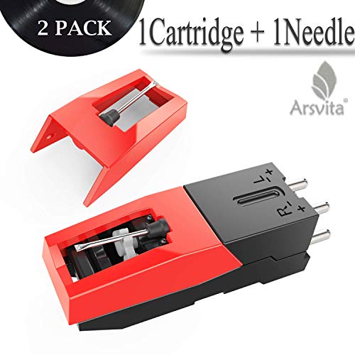 Arsvita Record Player Cartridge,Diamond Stylus Needles Replacement for Turntable, LP,Phono/Phonograph(2 Pack)