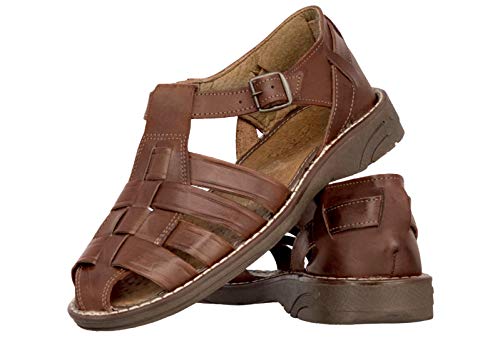 Cowboy Professional Mens 027 Cognac Authentic Mexican Huarache Sandals Real Leather Closed Toe