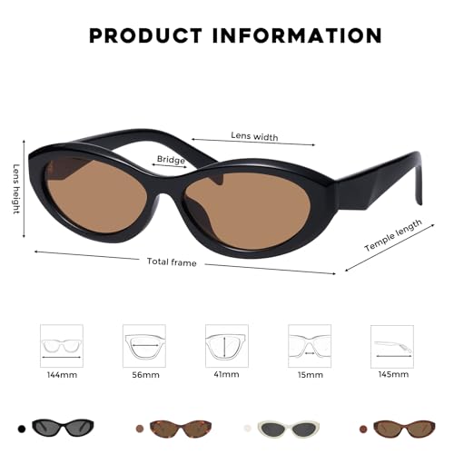 Image of mosanana Oval Cat Eye Sunglasses for Women Retro Y2K Style MS52372 | Geometric Stylish Temples, UV400 Protection, Designed for Daily Outfits, Travel and Fashion Looks