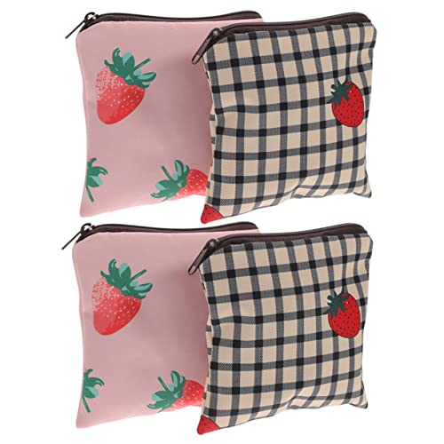 KOMBIUDA 4個入り生理用ナプキン収納バッグ ジッパー付き 洗える素材 生理用品ポーチ タンポン収納可 女の子用初経キット対応