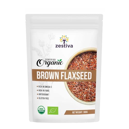 Organic Flaxseeds 300g Raw Cold Milled High in Omega-3 Fiber & Protein | Non-GMO Gluten-Free Vegan Superfood for Smoothies Baking Oatmeal & Keto Diets