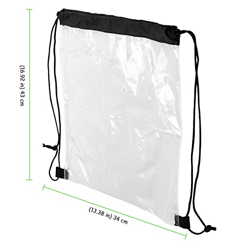 TAICHEUT 20 Pieces 17 x 13 Inch Clear Drawstring Bag, Plastic Drawstring Backpack Waterproof PVC Clear Drawstring Stadium Bag for Home, Stadium and Travel