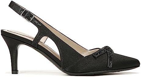 LifeStride Womens Social Scene Slingback Dress Shoes Black Satin 11 W | Image 1