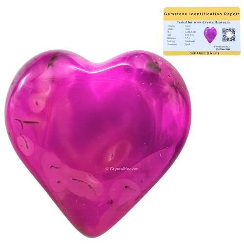 Image of Certified Pink Onyx Crystal Heart Palm Pebbles Stones for Anxiety Stress Relief Massage - AAA Grade Original Healing Gemstone Agate Heart Palm Stone for Yoga Meditation Spiritual