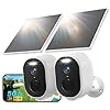 GNCC 4MP Kit 2 Telecamera Wi-Fi Esterno Senza Fili Con Solare Pannello, 2.4G/5GHz WiFi Videocamera Esterno con Visione Notturna a Colori, Audio Bidirezionale, Allarmi PIR, Funziona con Alexa, IP65