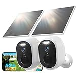 GNCC 2K/4MP Wireless Security Camera Outdoor, 2-Pack WiFi Solar CCTV Cameras for Home/House Security, AI Detection, Colour Night Vision, Event Recording, Siren&Spotlight, 2-Way Audio, 2.4/5GHz, IP65