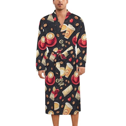 Robe de nuit en soie haut de gamme avec imprimé café d'amour