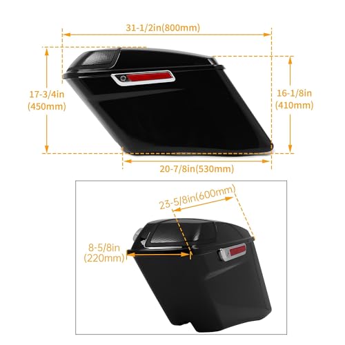 Alforjas estiradas HECASA de 5'' con tapas para altavoz de 5" x 7", compatibles con Harley Davidson Road King, Street Glide, Softail y todos los modelos Touring (1993-2013), color negro miniatura 3