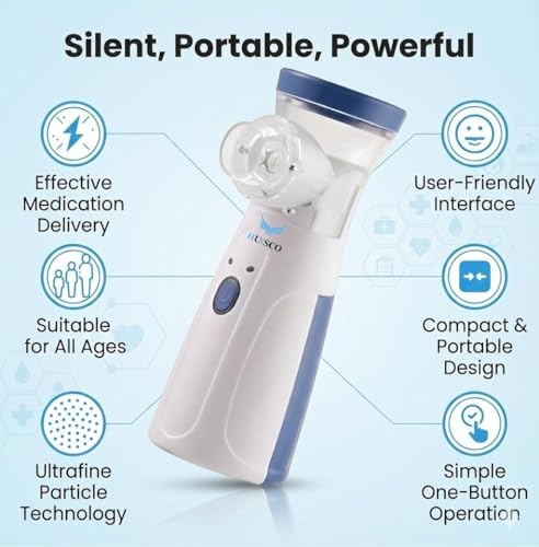 Image of Portable Mesh Nebulizer for Adults and Kids Travel and Household Use, Handheld Mesh Nebulizer for Breathing Problems, Personal Inhalers for Cold and Cough Dry Cough - Quick Relief, Wireless Vaporizer Machine With Respiratory Mask And Inhaler