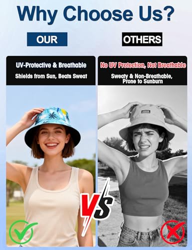 Image of Venzina Bucket Hat for Men Hat Cap for Men UPF 50+ UV Protection Packable Fisherman Sun Hat for Women Solid Reversible Camouflage Styles Beach Commute Travel Outdoor Hiking Round Cap