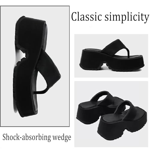 Women Wedge Platform Beach Slide Sandal Summer Comfort Square Head Open Toe Backless Slip On Soft Bottom Damping Casual Sandals All-match Casual Indoor outdoor flip flops3