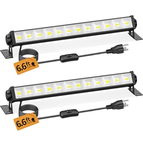 YAYIT 40W LED Shop Lights with 6.6FT Cord, Swtich, 5400LM Plug in Garage Light, 6000K Daylight Work Lights for Garage, Workshop, Warehouse, Indoor (2 Pack)