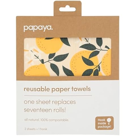 Papaya. Squeeze The Day Reusable Paper Towel 2 Count, 2 CT Cover