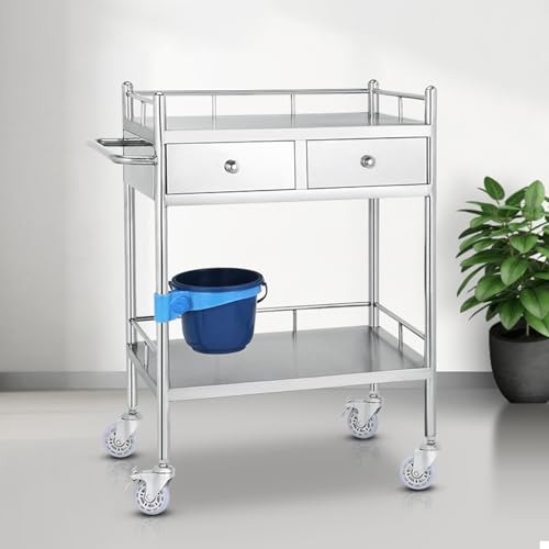 CLLXDZ Carrito Auxiliar con Ruedas, Carrito Cocina, Carro Auxiliar con Ruedas, Carro Auxiliar con Ruedas para Catering, Carro utilitario para clínica Dental(66cm/26in)