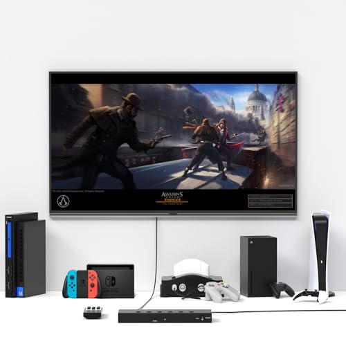 Image of Y.D.F 3 Way HDMI 2.0 Switcher + 2 RCA to HDMI Converter(2 in 1) 2 Way AV Composite CVBS Switch to HDMI Adapter Support 4:3 /16:9 Switching for N64 NGC Wii Xbox PS2 /3 /4 /5 Xbox Series /ONE Switch