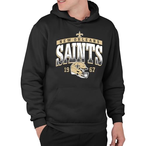 Junk Food NFL - New Orleans Saints - Mighty - Officially Licensed Adult Pullover Fleece Hoodie for Men and Women Black