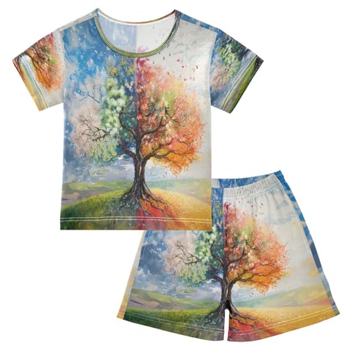 senya Short Sleeve Pajamas Sets Summer Cotton Sleepwear Huge Tree Four Season