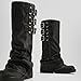 MAVMAX Women Slouchy Knee High Boots Casual Round Toe Pull On Riding Biker Boots Fold Over Chunky Low Heel Platform Boot Size 9
