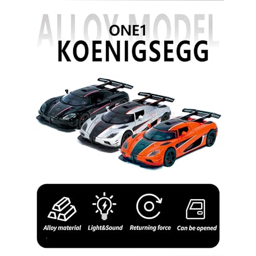 Image of Alokik Enterprise 1:32 Koenigsegg Jesko One1 Die-Cast Metal Pull Back Car with 2 Openable Doors with Sounds and Lights Toy Decoration Car Best Gift Toys for Kids【Orange】