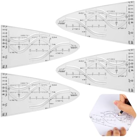 4-teiliges Parabel Schablonen Set - Flexibles Geodreieck Mit Griff Für Schule Und Büro