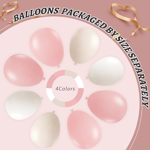 412Pcs Pink Balloon Arch Garland Kit,18 12 10 5 Inch Pink White Balloon Arch Garland Kit Include Nude Balloons for Birthday Shower Princess Theme Party Wedding Decorations by PAXILE - Image 4
