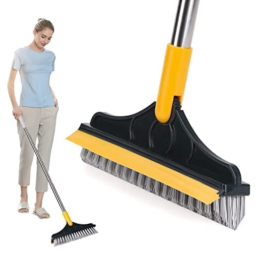 Floor Cleaning Brush with Squeegee | Long Handle Bathroom & Kitchen Scrub Brush, Hard Bristle Tile Floor Cleaner for Home & Commercial Use-image-33