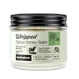Beef Tallow Honey Balm for Skin: 100% Grass Fed Whipped Organic Moisturizer with Organic Raw Honey, Jojoba Oil, Vitamin E – Natural Face and Body Care for Mature, Dry or Sensitive Skin, 2oz