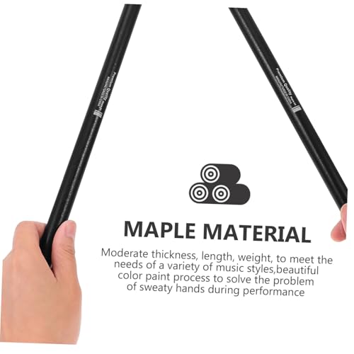 2 pares de baquetas de arce negras para adultos, para batería y bombo, superficie lisa y peso equilibrado, ideales para principiantes y amantes de la música miniatura 4