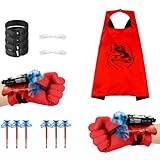 【Lanceur】Vous recevrez 2 gant de lanceur, 2 lanceur , 6 Suction Cup Dart, 2 Masque, 1 Cape, 2 corde blanche et 2 Autocollants, 4 dragonne flexible et réglable. Le lanceur de apporte aux enfants un monde d'enfance cool. Il peut augmenter l'interaction des enfants et rendre les enfants heureux de grandir.