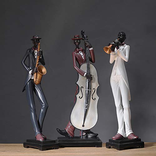 Sandstone Resin Sculpture Statue Collectible Figurines Desktop Deco，Creative Trio Jazz Band Resin Crafts Decoration Home Board Room
