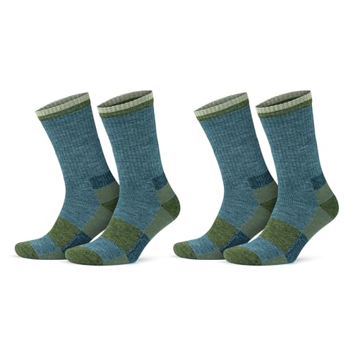 GoWith 2 Pairs Merino Wool Full Cushion Hiking Socks for Men & Women, Thermal Warm Seamless Crew Boot Socks for Mountaineers
