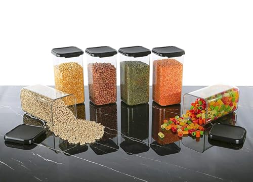 Image of VYOOx Airtight Food Storage Containers (1500ml-6)| BPA Free Kitchen Storage Containers | Stackable Pantry Organizer for Rice, Pulses, Grains, Dry Fruits & Grocery Storage