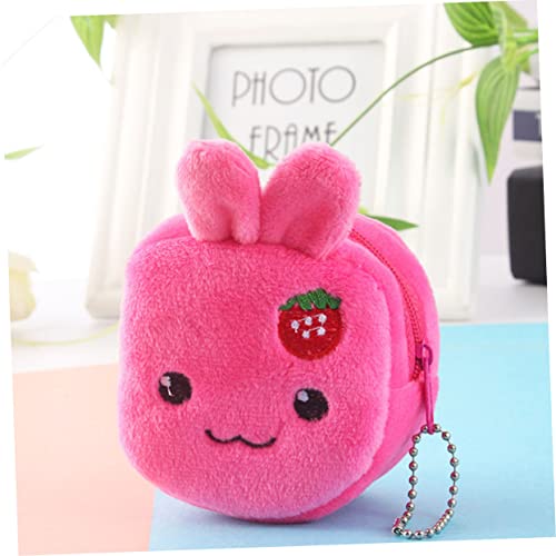 Beaupretty 4pcs Cute Cartoon Coin Pouch for Small Plush Wallets Multifunctional Change Holder with Rabbit Strawberry for Daily Use School Shopping2