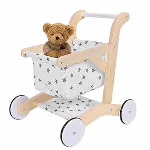 Vocpy Wooden Baby Walker Doll Stroller, Push Toy for Toddler, 2-in-1 Activity Push Walker for Infant/Child, Natural Wood Stroller Push Toys for Babies Learning to Walk