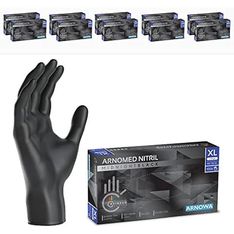 ARNOMED Nitril Einweghandschuhe XL, 1000 Stück, 10 Boxen a 100, puderfrei, latexfrei, Einmalhandschuhe, Schwarze Nitrilhandschuhe, in Gr. XS, S, M, L, XL & XXL verfügbar Cover