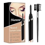 Nuonove Metal Electric Heated Eyelash Curler (Black), USB Rechargeable, 3 Temperature Levels, Rapid Heating, Long-Lasting Curling