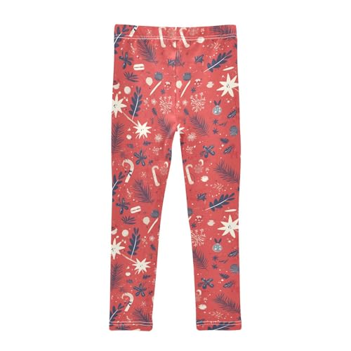 Merry Christmas Snowflake Red Hoho Kids Baby Girls Cotton Leggings Stretchy High Waisted Pants Sports2