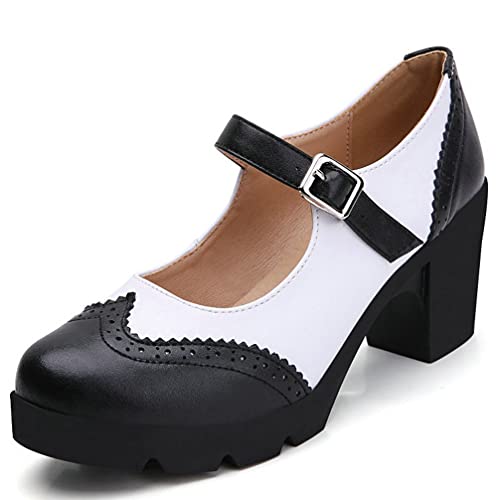 KOKOMOMO Womens Vintage Chunky Mary Janes Platform Shoes Wingtip Oxford Pumps2