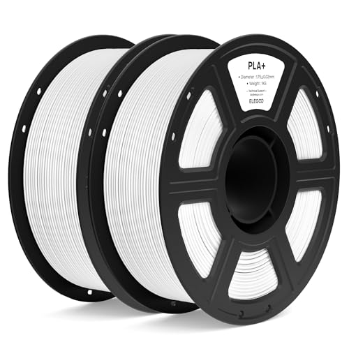 ELEGOO PLA+ 3D Printer Filament 1.75mm White 2KG